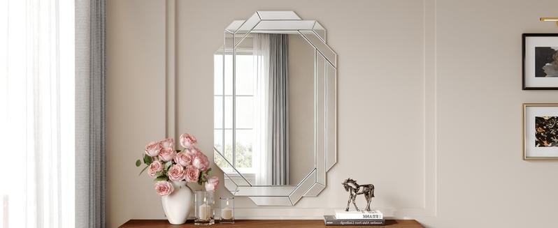 Large Wall Mirror for Decor 35.8 x 23.8 Inch Frameless Beveled Edge Full Length Mirror for Living Room Bathroom Bedroom Hallway Dining Room Modern Versatile Hanging Option