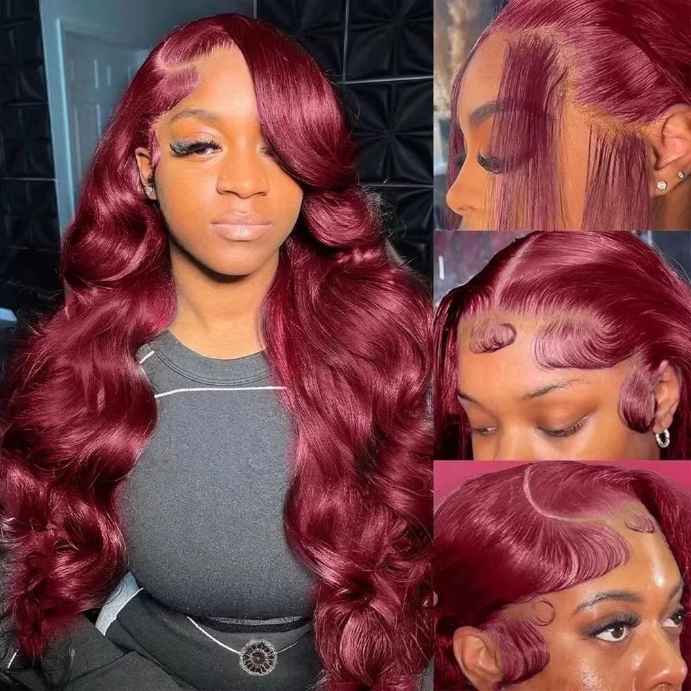 [Super Deal] Hot Star 99J Burgundy Colored HD Lace Front Human Hair Wigs 13x6 Lace Frontal Human Hair Wigs For Women Raw Indian Straight and Body Wave Wigs