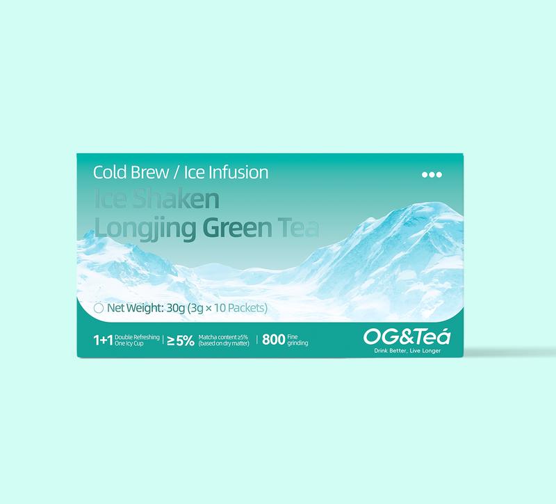 BOGO 2 Cartons Cold-brewed Iced Longjing Tea (1 Carton 30g 3g×10packs)×2 With Color Changing Glass Water Bottle Summer Green Tea