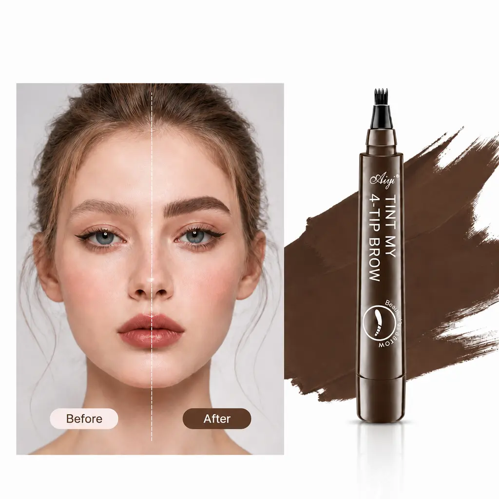 【BUY 1 GET 1 FREE】 Microblading Eyebrow Pen for Sparse Brows, 4 Tip Brow Tint Marker Creates Natural Hair-Like Strokes, Waterproof Long Lasting Brow Makeup