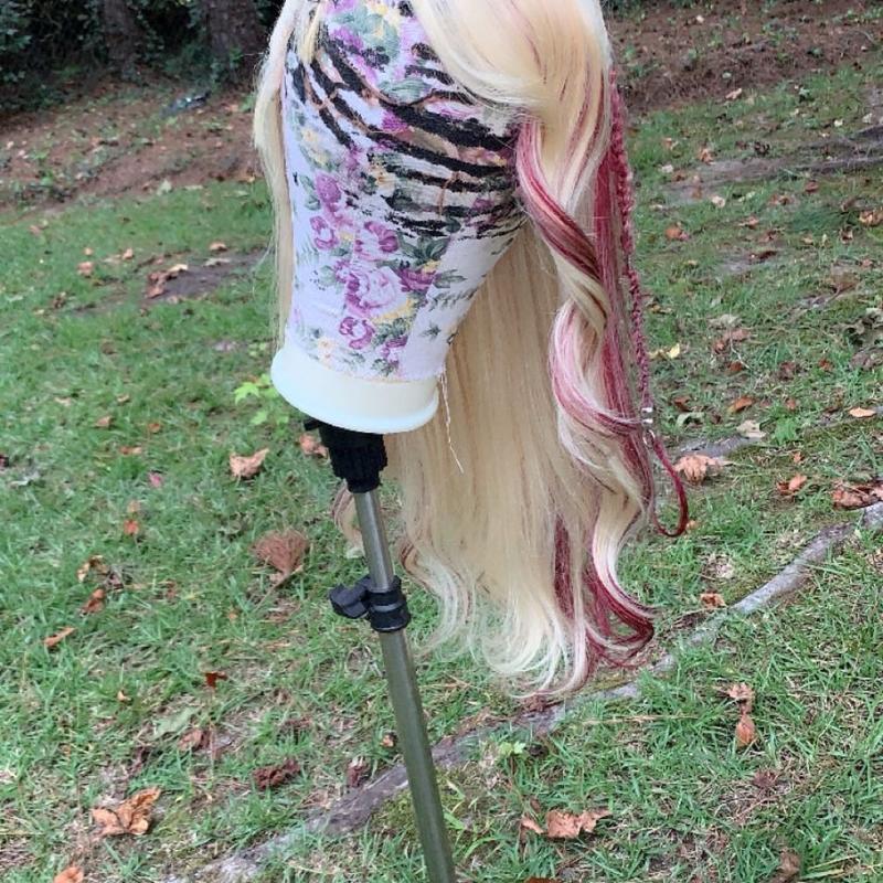 Blonde & Red 24 inch Human Hair Machine Made Wig - Fashion Accessory humanhair for