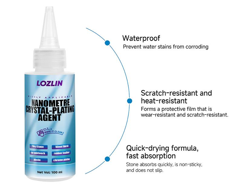 LOZLIN Nano Crystal Plating Agent - Marble & Quartz Stone Polish Fast-Drying, Long-Lasting Gloss & Protection For Kitchen Countertops, Bathroom Surfaces & Natural Stone