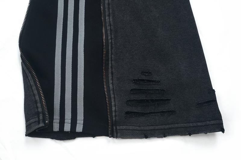 Flooo Loose Washed Sweat Jeans Pants Women's Wear with Drawstring & Ripped Design Wide Leg Comfortable Stylish Machine Washable