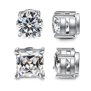 2026 2 Pairs Unisex Simple Style Rhinestone Decorated Stud Earrings, Elegant Trendy Stud Earrings, Fashionable Jewelry for Women & Men Summer Spring