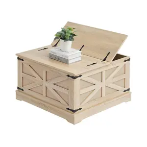 VEVOR Rattan Coffee Table,  , Rectangle PE Rattan Woven Wood Coffee Table with MDF Top, 32-Inch Modern Boho Style Storage Coffee Table with Retro Metal Hinges, for Living Room, Bedroom & Small Spaces