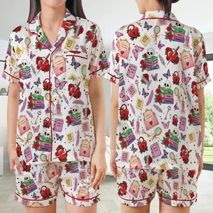 Dark Romance Book Lover Satin Pajamas, Fantasy Bookish Home Wear Pajamas Set, Cozy Reading Pajamas Set, Dark Academia Book Lover Gift