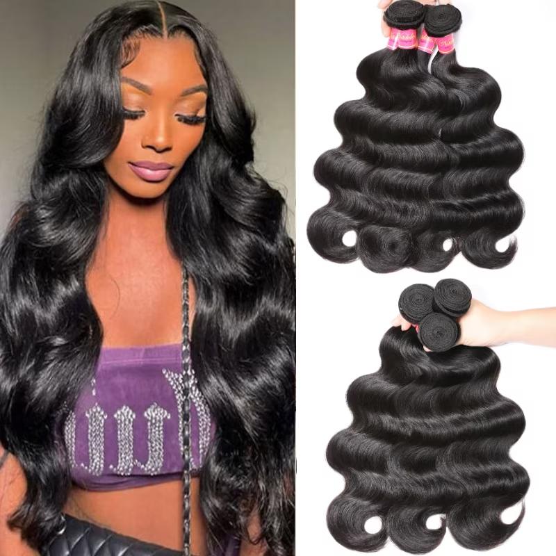 Weft Hair Nadula Body Wave Bundle(s) 8-30 Inch Virgin Human Hair Weave 100% Virgin Hair Soft & Bouncy Glueless No Shedding 100g/pcs TikTokShopSpringGlowUp Greenish