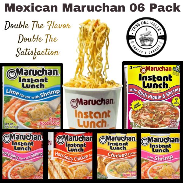 Maruchan Instant Lunch 6-Pack Mexican Flavor Variety Lime Chili Piquin Chicken & Shrimp Spicy Food Quick & Convenient On-the-Go Meals