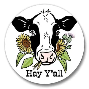 Hey Y'all Cow Button Pin
