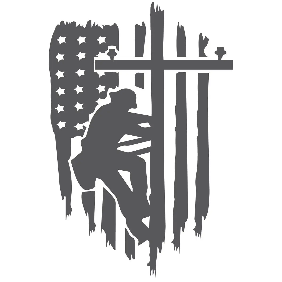White Lineman Car Decal