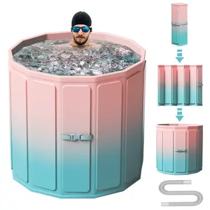 Portable lce Bath Tub, Foldable Bathtub for Fast Muscle Recovery, Home Outdoors Gyms, Quick Opening without Installation, No Water Leakage, lce/Hot Universal soaker tub, Large Size 77 Gal