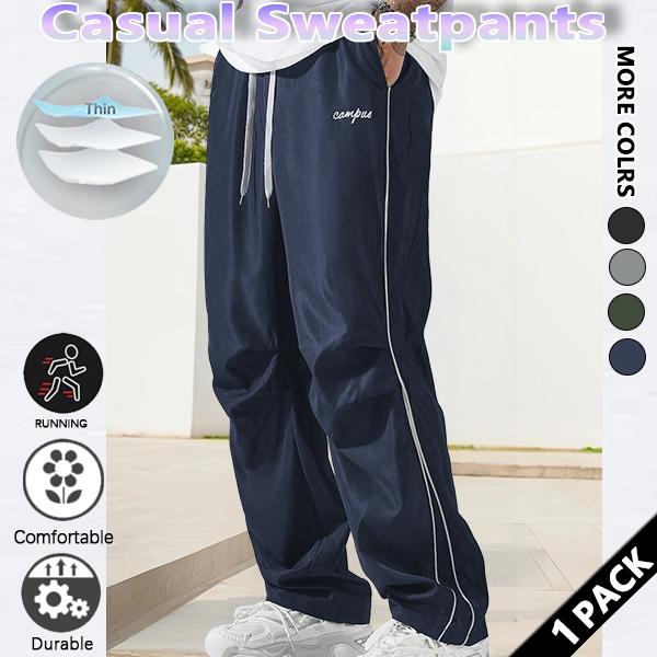 Loose Sports Pants Men's Trousers Grey Side Stripeswith Gold Accent Stripe Comfortable DesignAthleisure Style Bottoms Athletic Bottoms GymwearFitness Outfit