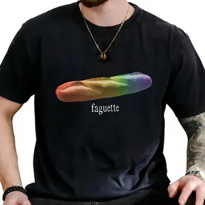 Funky Rainbow Baguette faguette Design T-shirt, For Women, For Men [180G/230G 100% cotton short-sleeve/hoodie, soft and comfortable]