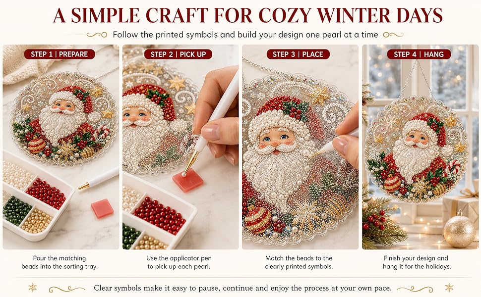 DIY Pearl Diamond Painting Suncatcher Handicraft Kit - 8in Round Lace Edge Acrylic Panel, Pre-Mounted Metal Chain, 3D Mixed Pearls, Christmas Holiday Ornament Gift for Home Window Wall Decoration, DIY Kits, Pre-Mounted Set DIY Pearl Diamond Painting Suncatcher Handicraft Kit - 8in Round Lace Edge Acrylic Panel, Pre-Mounted Metal Chain, 3D Mixed Pearls, Christmas Holiday Ornament Gift for Home Window Wall Decoration, DIY Kits, Pre-Mounted Set
