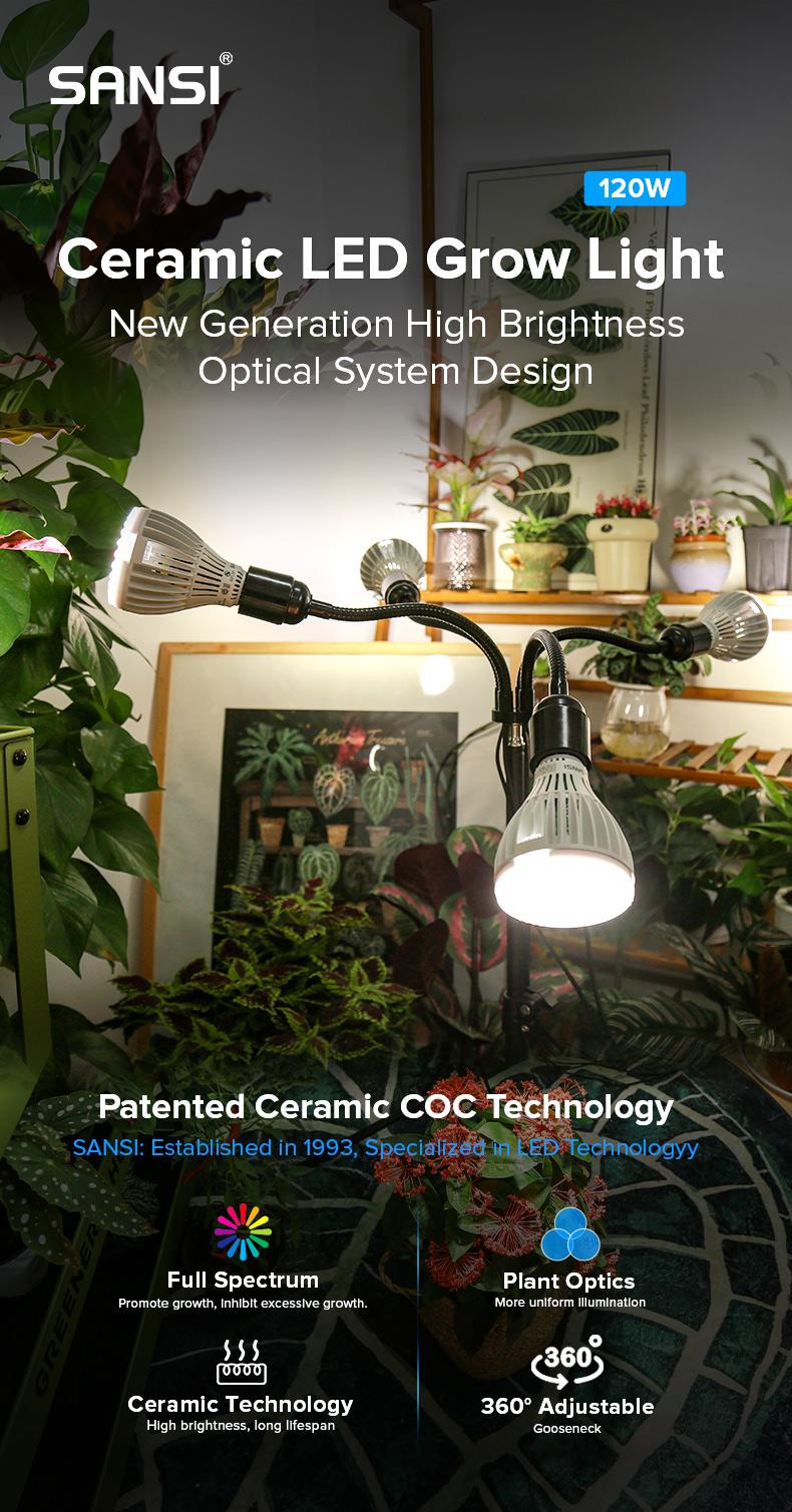 SANSI Grow Light with Adjustable Tripod Stand, Full Spectrum 700W Equiv. LED Floor Plant Light for Indoor Plants, 9000LM 4000K Daylight Grow Lamp with Replaceable Bulbs for High PPFD Growing