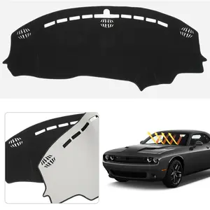 Canvcle Car Dash Cover for Dodge Challenger 2015-2024 Custom Fit Non-Slip Dashboard Mat with UV Protection Glare Reduction Black Premium Polyester