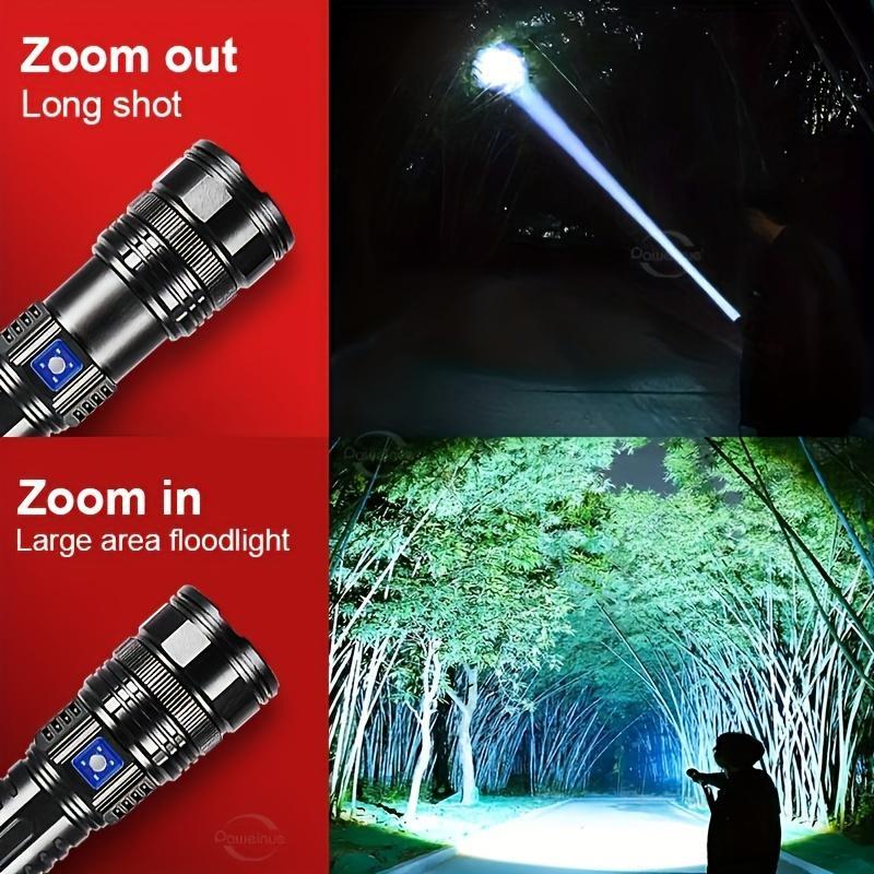Hoodink 2-in-1 Strong Flashlight (Power Bank), Digital display of power, Rechargeable, Zoomable, Waterproof, Adjustable Brightness Flash Light for Outdoor, Emergency, Camping Accessories,Fishing Garden Lighting Night security Garage Lighting Hoodink 2-in-1 Strong Flashlight (Power Bank), Digital display of power, Rechargeable, Zoomable, Waterproof, Adjustable Brightness Flash Light for Outdoor, Emergency, Camping Accessories,Fishing Garden Lighting Night security Garage Lighting