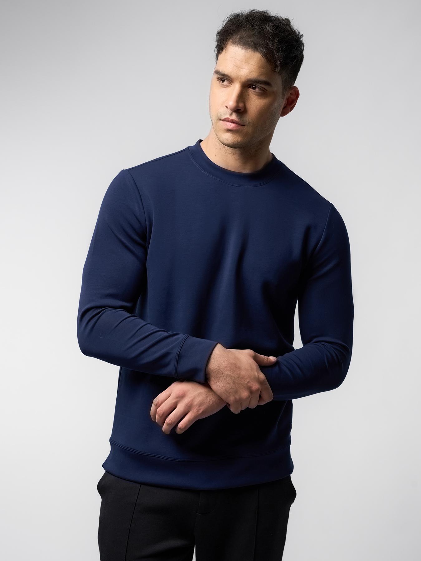 Fioboc Men's Modal Crewneck Sweatshirt - Long Sleeve Casual Top for Fall Winter, Wrinkle Resistant Soft Comfort SpringStatements