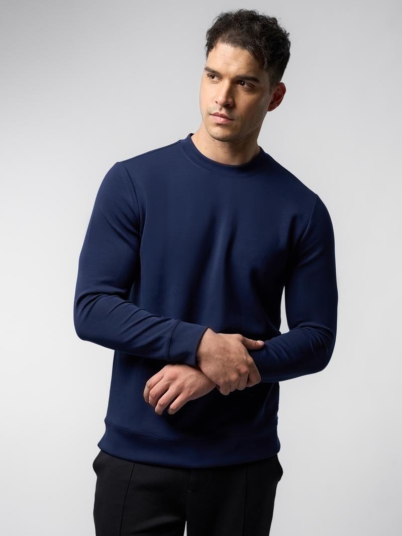 Fioboc Men's Modal Crewneck Sweatshirt - Long Sleeve Casual Top for Fall Winter, Wrinkle Resistant Soft Comfort