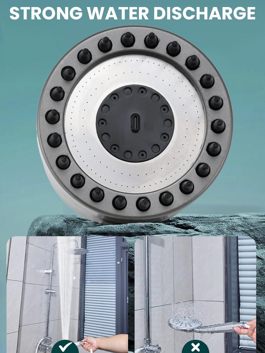 [ONLY $9.9 1PCS] 9-Piece Adjustable Shower System with High Pressure 3-Speed Massage One-Touch Water Stop Universal Interface Stainless Steel Panel Hose Holder Filter Element