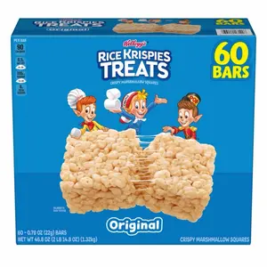 Kellogg's Rice Krispies Treats 60 ct Crispy Rice & Gooey Marshmallow Individually Wrapped Easy Lunch Snacks for Kids & Adult
