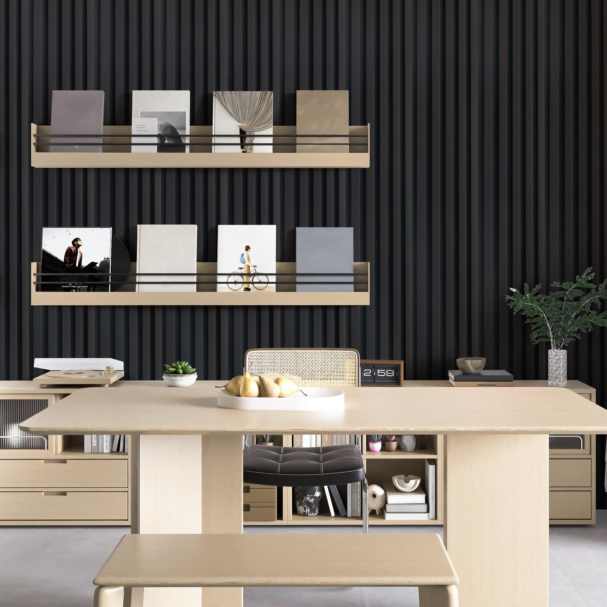 Art3d WPC Acoustic Slat Wall Panels, 16-Pack 48 x 6in 3D Wall Accents for Interior Wall Decor, TV Background, Living Room, Bedroom, Boxwood wallboards