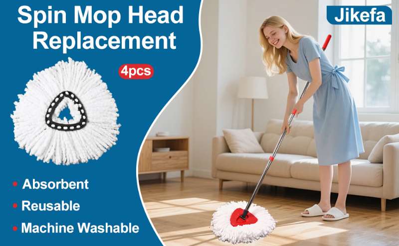 4 Pack Mop Heads Replacements, Compatible with 0 Cedar Easywring 1-Tank System Easy Wrin Spin MopsTriangle Swivel Microfiber Mops, Washable & Easy to Replace