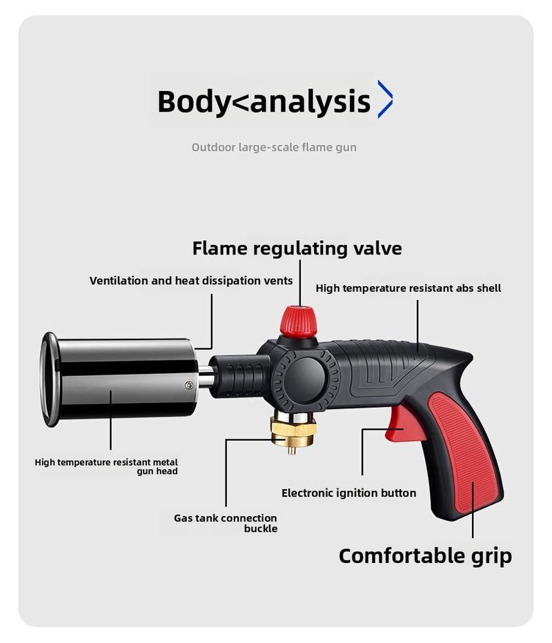 AXIZITECH Powerful Propane Torch(Propane Tank Not Included),With One-Touch Max Fire Button and Safety Lock, Adjustable Blow Torch for Sous Vide Searing Steak, BBQ,Fireplace,Charcoal Wood，Excellent Gift for Christmas and New Year(Without a gas cylinder) Su