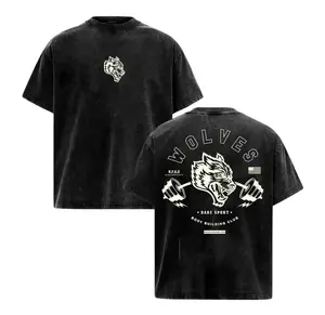 Darc Sport Wolves Gym Washed Tee v6: Premium Heavyweight Cotton Workout Shirt with Stylish Gymnastic Fan Merch Appeal, Versatile Streetwear Essential, Vintage Hip-Hop Vibes, and Retro Design – The Perfect Limited Edition Gift for Sports Lovers