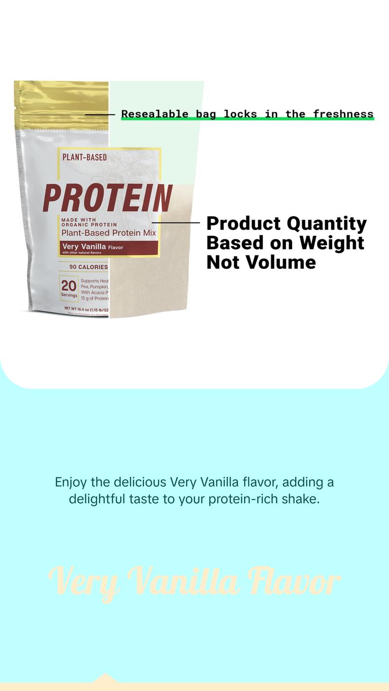 Essential Elements Very Vanilla Vegan Protein Powder - Pea, Pumpkin, Rice & Sacha Inchi Protein - Supports Healthy Muscle Recovery - 15g Protein per Serving and Acacia Prebiotic