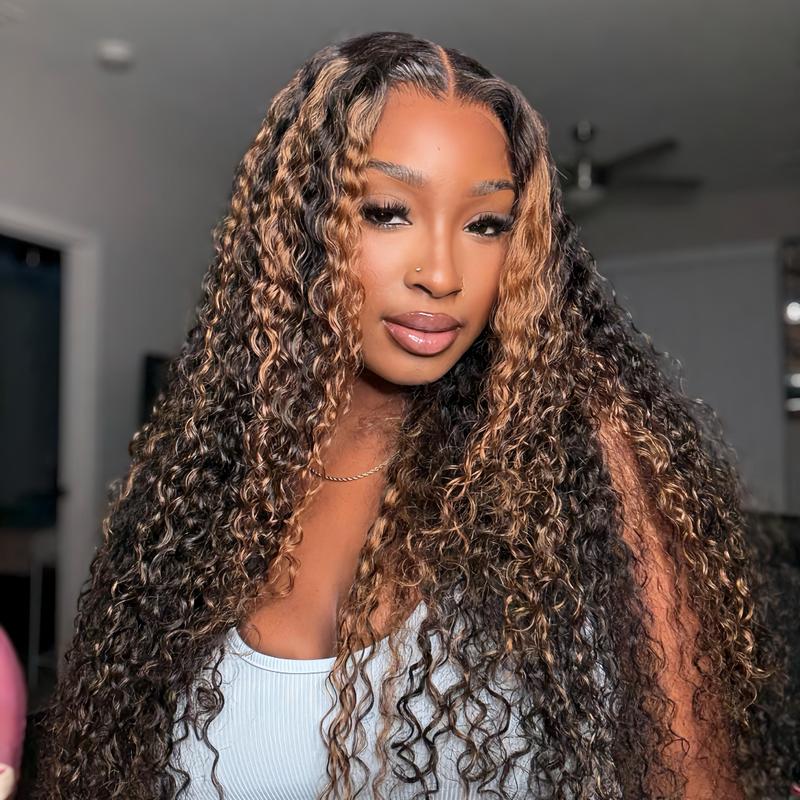 Midulla Highlight Burmese Curly 13x6 Pre Cut Lace Front Wigs Human Hair Ready to Wear Glueless Wig with Finger Coil Ends SpringStatements