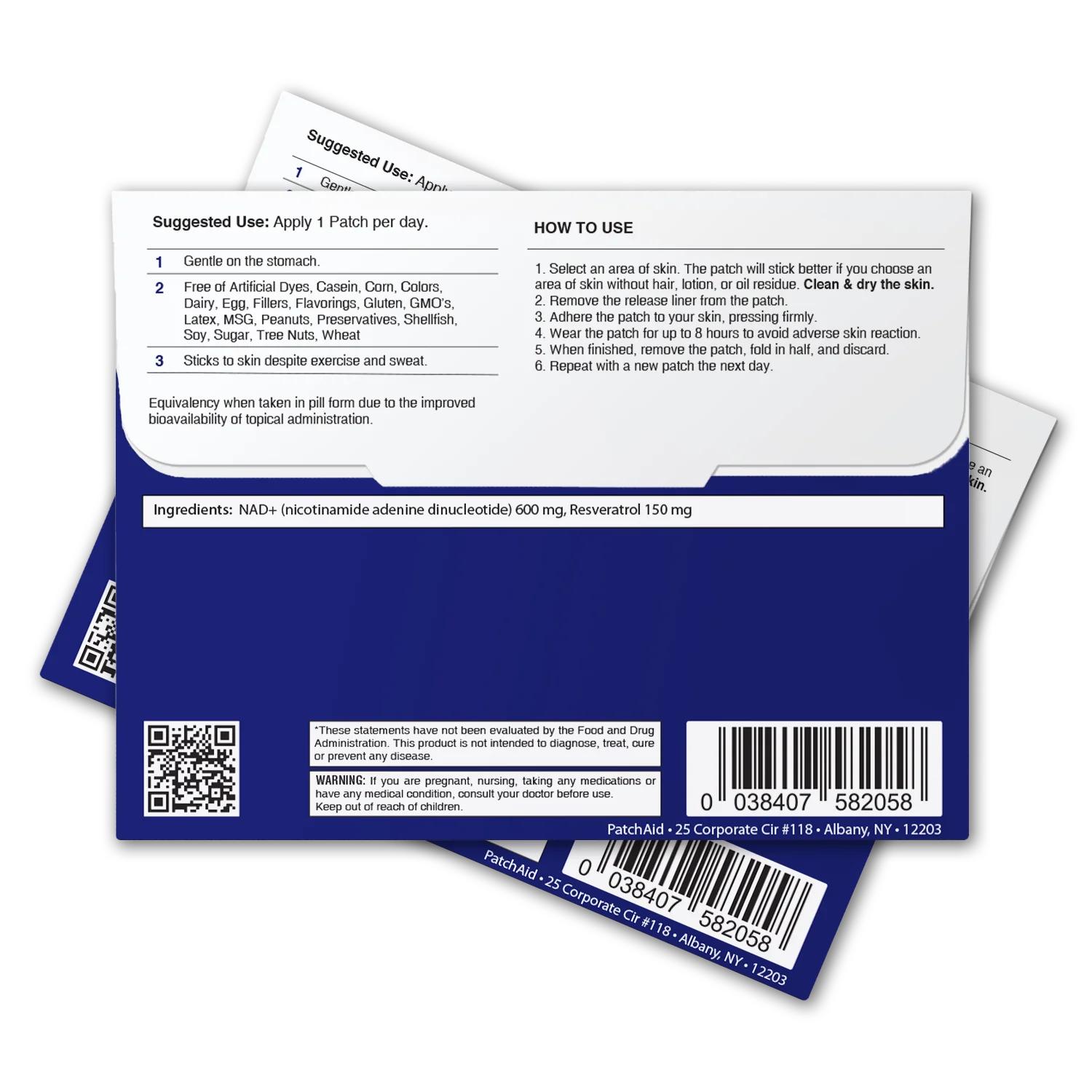 NAD+ Patch with Resveratrol - 30 Hypoallergenic Patches for Enhanced Energy & Vitality