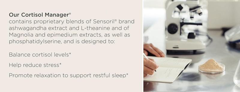 Integrative Therapeutics Cortisol Manager - Ashwagandha & L-Theanine Blend for Stress Relief & Calm Relaxation, Restful Sleep - 30 Tablets - Healthcare Supplement