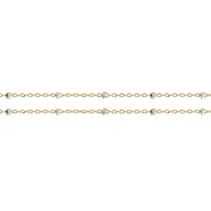 Satellite bead Chain 14Kt Gold Filled 1.4x1mm Satellite Chain With Silver Bead - 5ft
