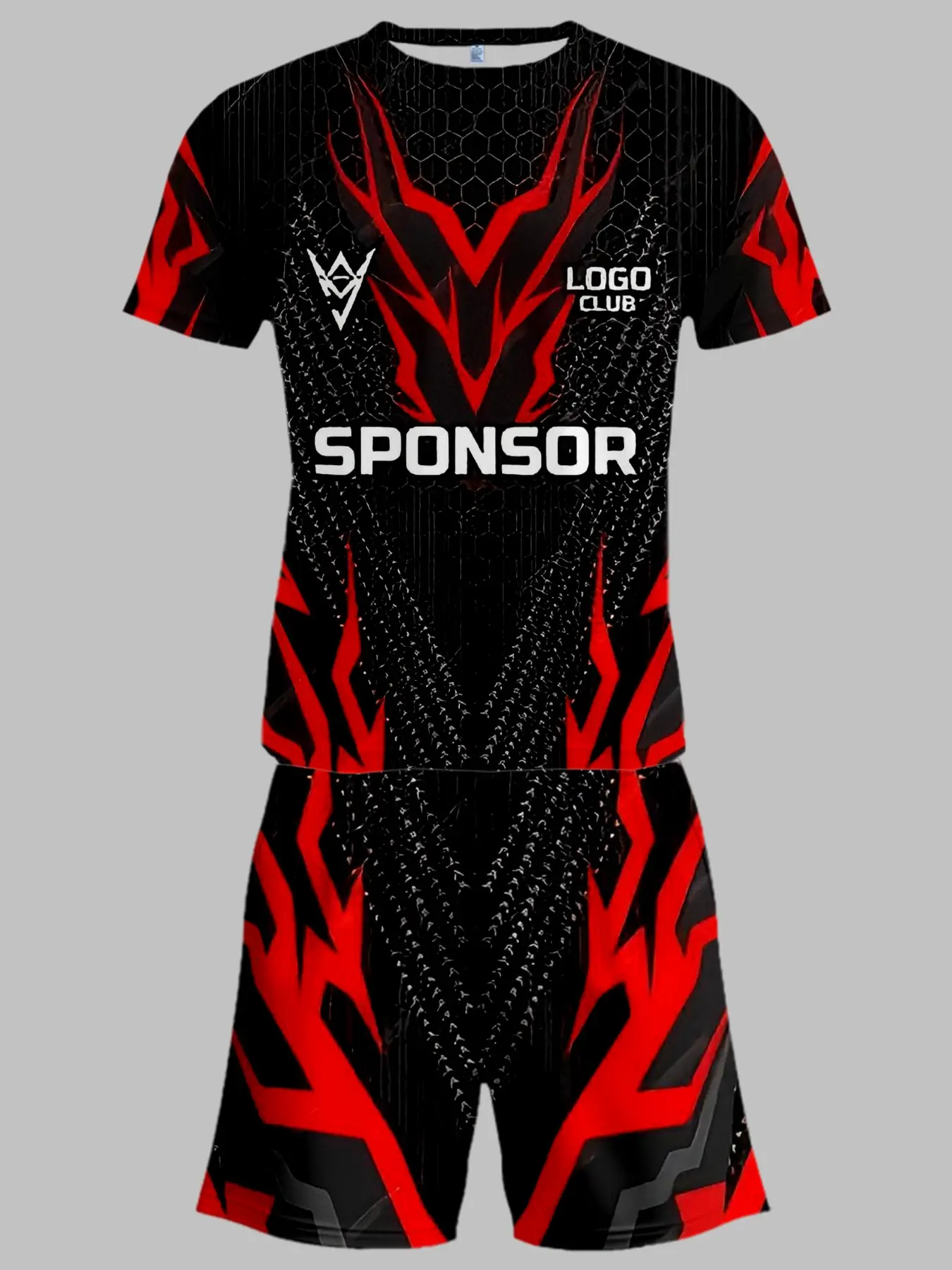 Vintage Base Dragon Scale Esports Print Short Sleeve Jersey Set, Summer Loose Breathable Round Neck T-Shirt + Drawstring Shorts Two-Piece Set