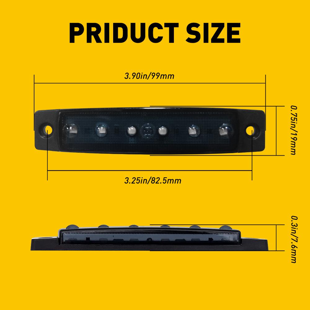 10x 3.8" Smoked Amber/Red/White/Green Side Marker Clearance Lights 6 LED for Truck Trailer