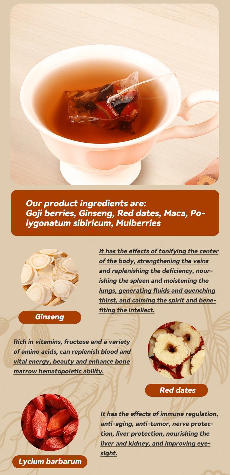 Ginseng Five Treasures Tea (30 bags), with a free gift of Turmeric Tea (60 bags) — Natural herbal tea that nourishes the kidneys. Detox tea that purifies the body. Great value pack, family size