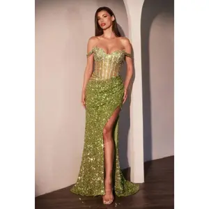 Off the Shoulder Sequin Dress LaDivine CDS534