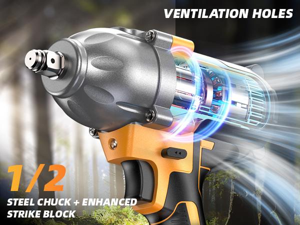 TaskStar 1200N.m Cordless Impact Wrench, 1/2 inch 886ft-lbs High Torque Impact Gun with 2x 4.0Ah Battery, Fast Charger & 5 Sockets Package Box Extension Bar Driver Bit Power Tools Ratchet Wrench