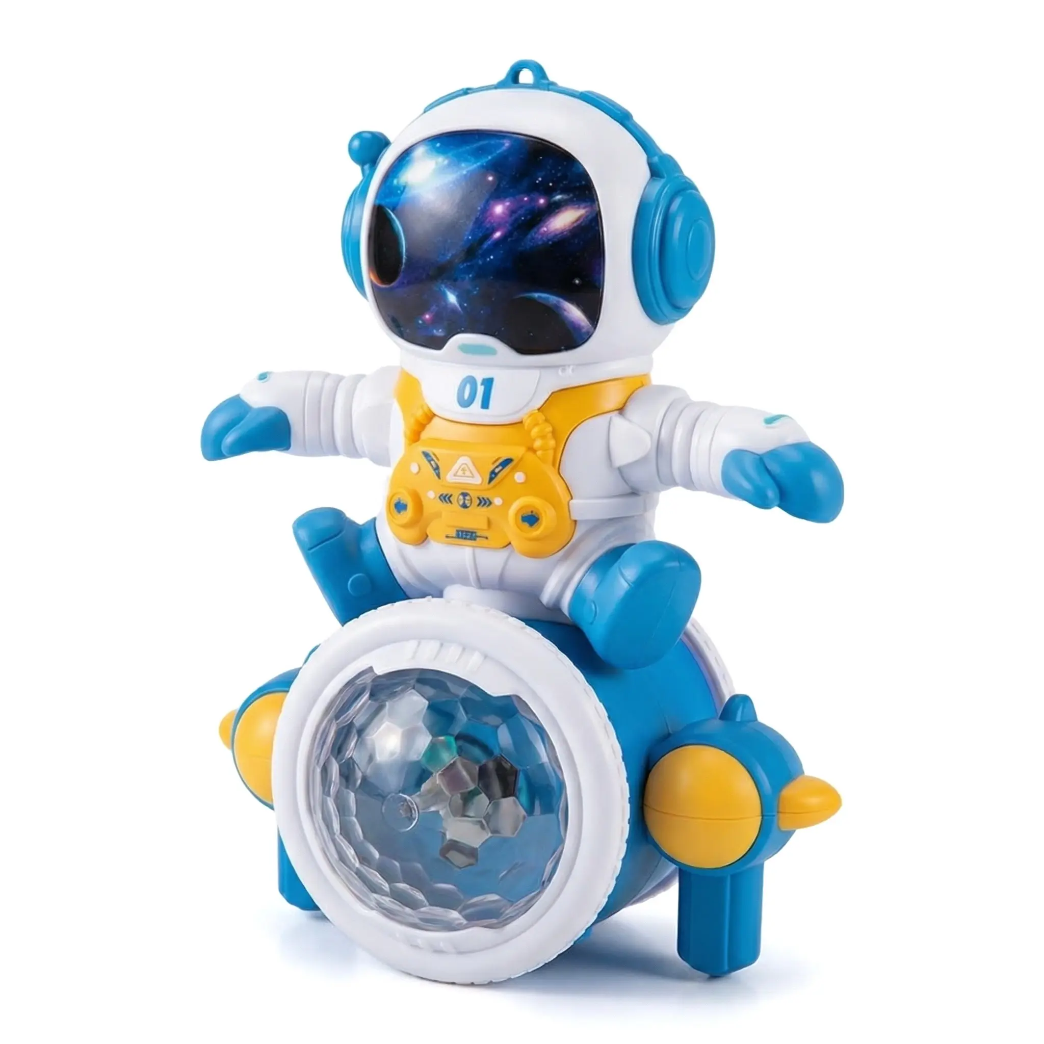 Electric Astronaut Scooter Toy with LED Lights & Music, Bump and Go Toy for Kids Colorful Funny Robot Design