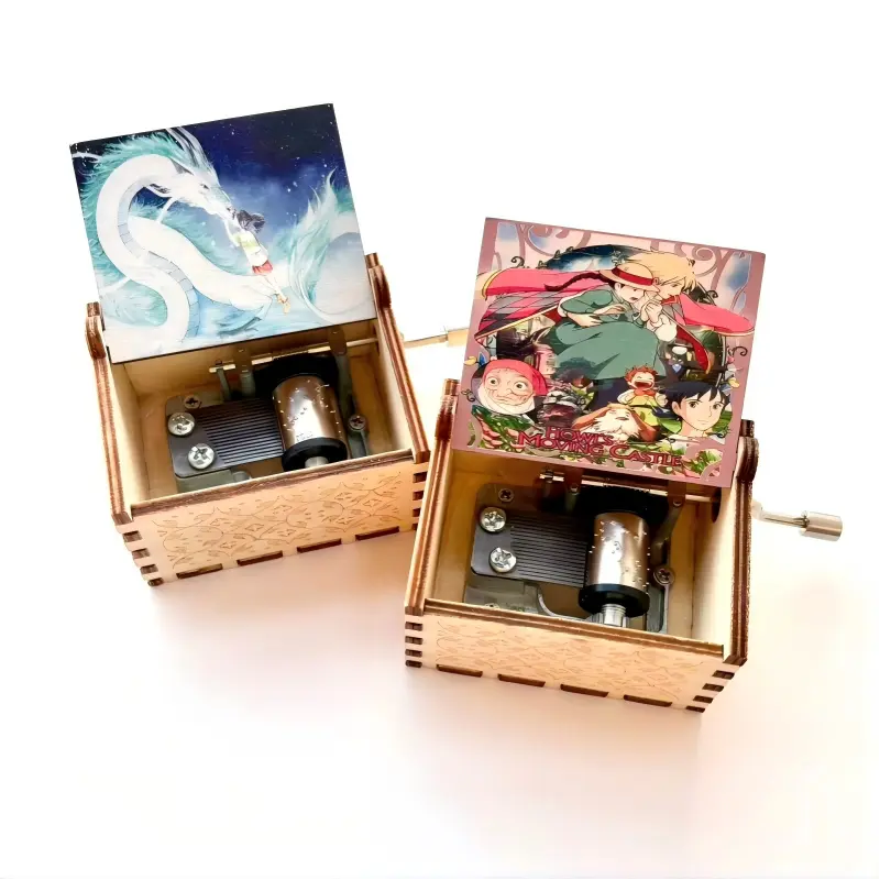 Wooden Hand Rolling Music Box for Home Decor Birthday Gift music
