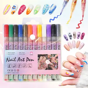 FADUIIO Nail Art Pen Set, 12 Bright Colors, Water-Based Acrylic Paint Markers, Quick-Dry & Non-Toxic for DIY Nail Design