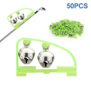 50Pcs Fishing Rod Tip Alarm Bells Kit - Glow Bell Fishing Alarm for Sea Fishing,Adjustable Fishing Bite Alarms,Snap-on Lure Indicators for Anglers