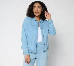 Susan Graver Stretch Denim Jacket with Novelty Embroidery