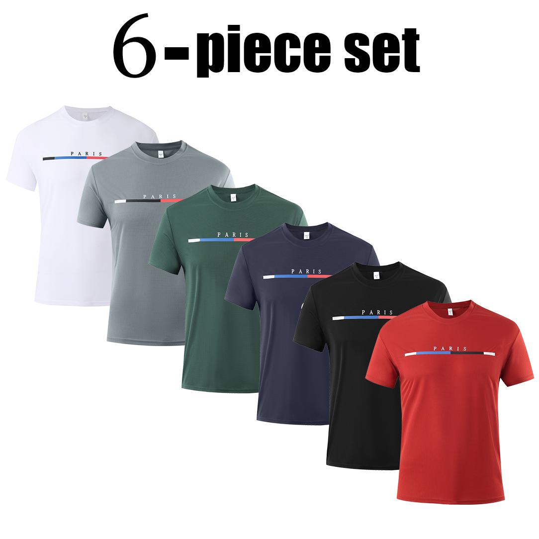 OKP Men's 6-Pack Graphic Tees Short Sleeves Moisture Wicking Quick-Dry Athletic Cut Soft Tops for Summer Training & Running Value Set