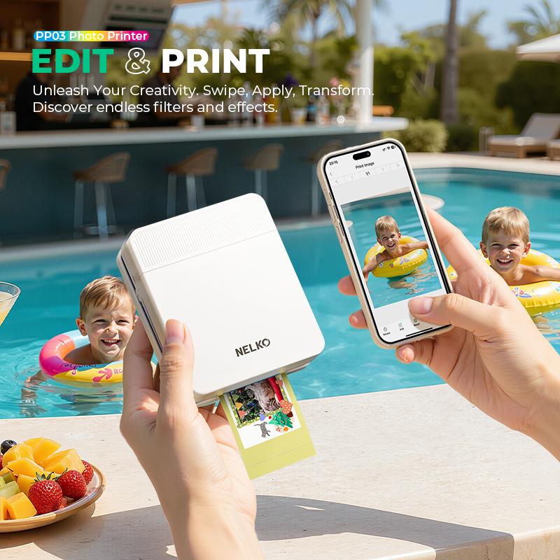 Nelko Pocket PP03 Instant Smartphone Inkjet Photo Printer With 20 Non-Sticky Photo Papers, Portable Mini Color Wireless Mobile Printer, Bluetooth Compatible with iOS & Android Devices, Ideal Valentine's Day Gift Nelko Pocket PP03 Instant Smartphone Inkjet Photo Printer With 20 Non-Sticky Photo Papers, Portable Mini Color Wireless Mobile Printer, Bluetooth Compatible with iOS & Android Devices, Ideal Valentine's Day Gift