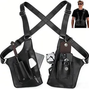 Men’s Vintage Concealed Underarm Phone Holster Bag - Double Shoulder, Large Capacity, Lightweight, Athletic Design, Zip Anti-Theft Hidden Compartment for Daily Essentials, Slim Fit Under Clothes (Father’s Day Gift Option)