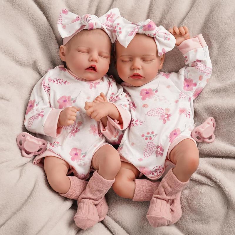 BABESIDE Lifelike Reborn Baby Dolls Twins, 17 /20 inch Soft Vinyl Limb Cloth body Dolls Realistic Newborn Real Life Baby Boy Girl Dolls with Clothes and Pacifier Toy Gift for Kids Age 3+