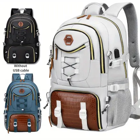 WEIXIER Large Capacity Travel Backpack Laptop Bag with Shoe Storage Water-Resistant Multiple Compartments Lightweight for Hiking and Outdoor Activities - Organized Daypack