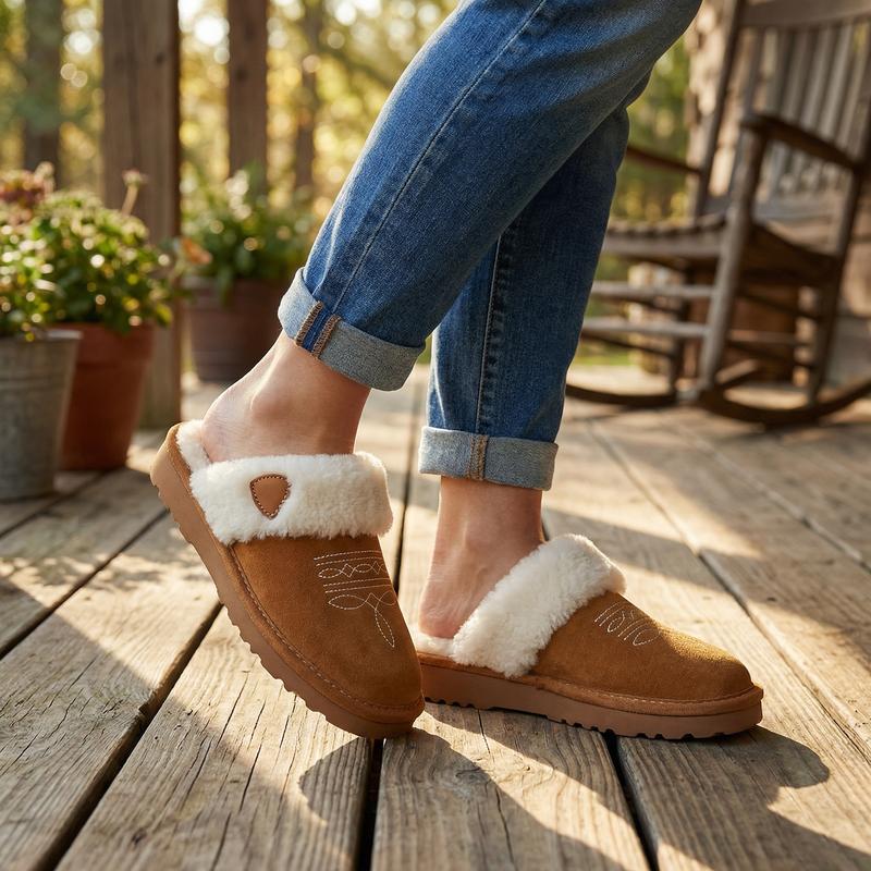 Western Cowgirl Boot-Stitch Women Slippers All-Season Cozy Indoor & Outdoor Wear 【Wide Feet PLS SIZE UP】 Western Cowgirl Boot-Stitch Women Slippers All-Season Cozy Indoor & Outdoor Wear 【Wide Feet PLS SIZE UP】